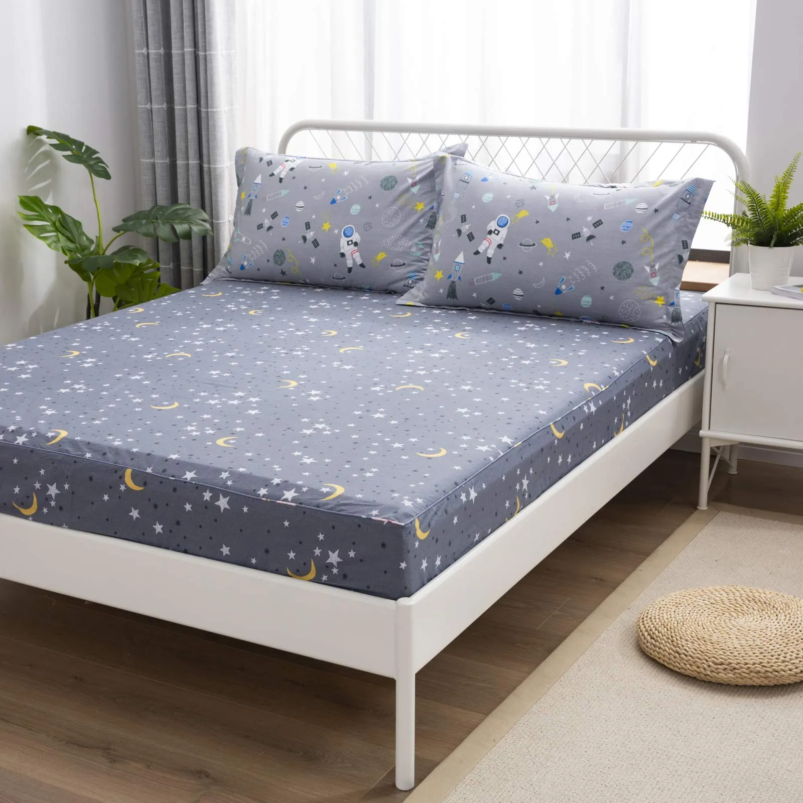 Brandream Kids Bedding Sets King Size Boys Cotton Bed Sheets Set Deep Pockets Space Galaxy Bedroom Sheets Sets of 4