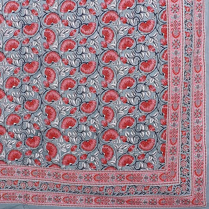 BuddyMart Soft Cotton Bedsheet Queen Size Jaipuri Print Pure Cotton Bedsheet Set with Matching Pillow Covers 93 * 108 Bedsheet Cotton Home Decor