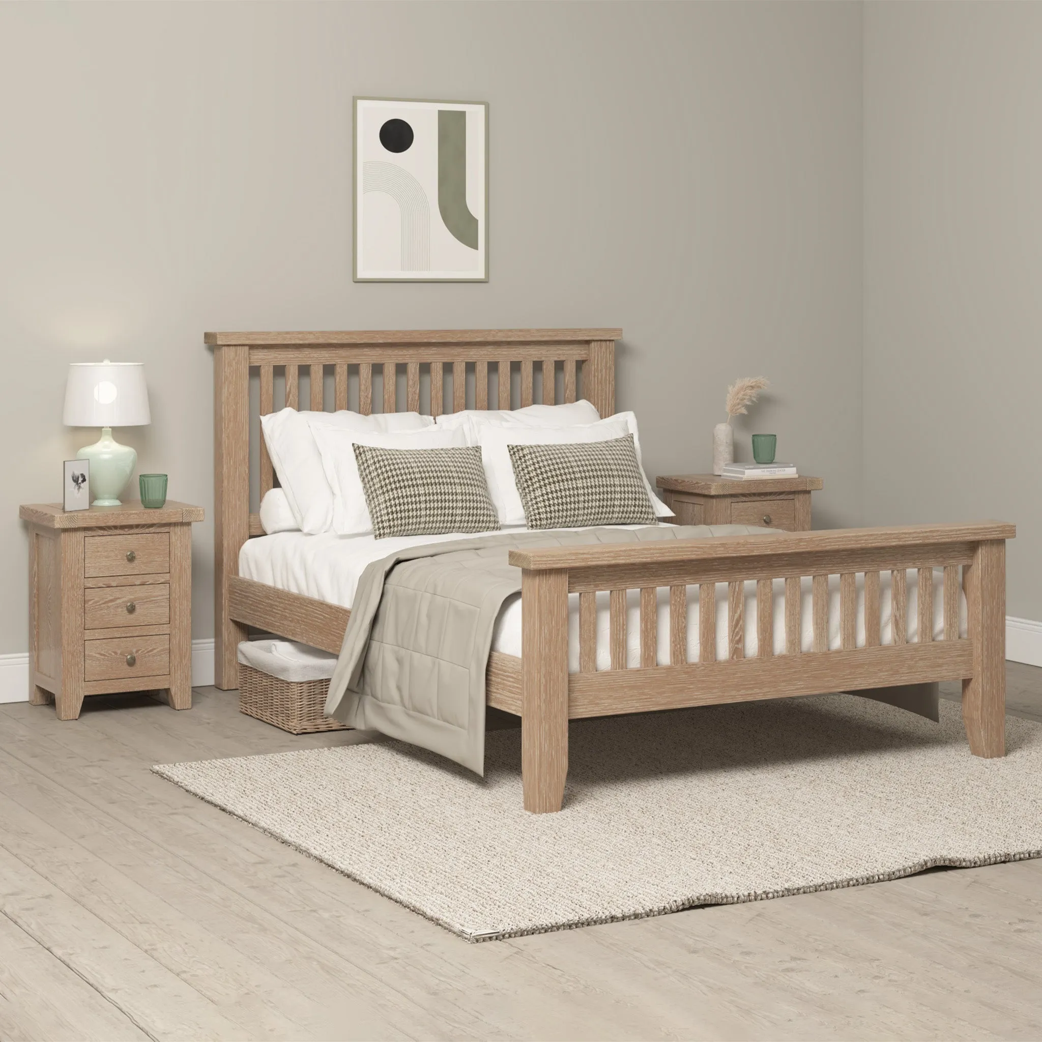 Burford 4ft 6" High-End Double Bed Frame in Natural Oak