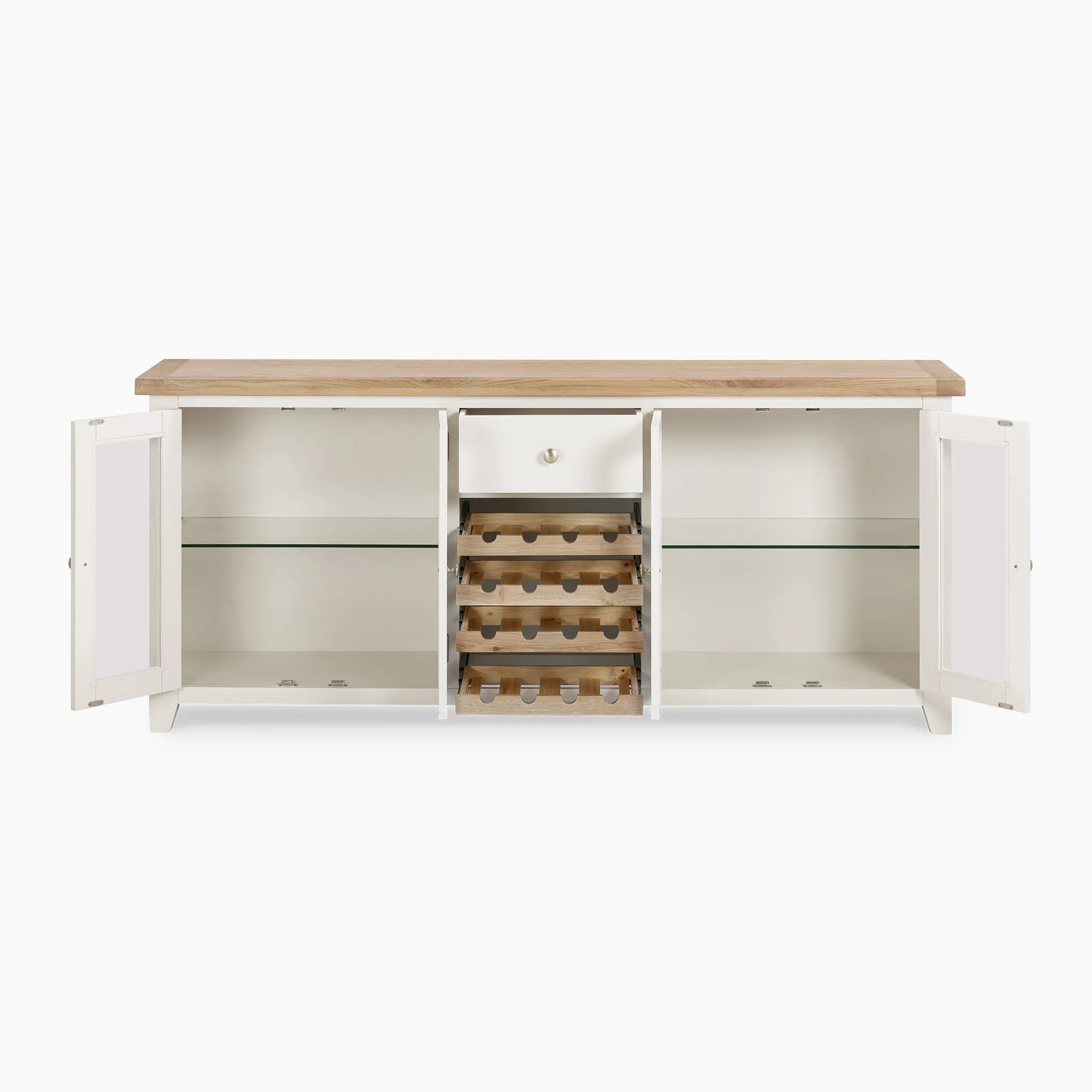 Burford Grand Sideboard with Wine Rack in Warm White