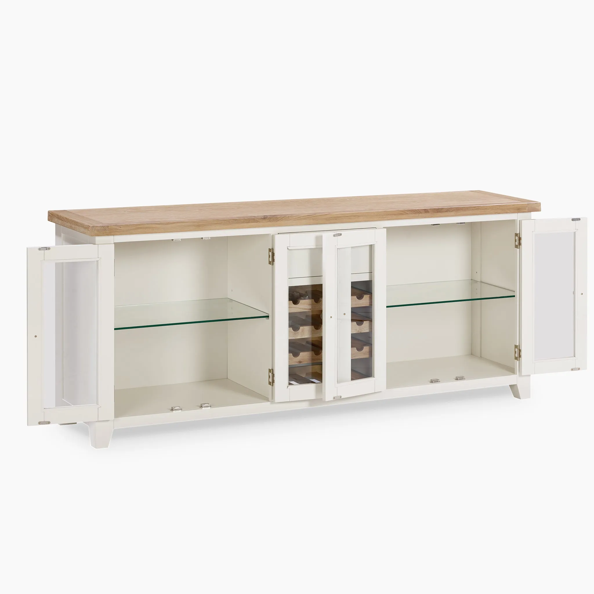 Burford Grand Sideboard with Wine Rack in Warm White