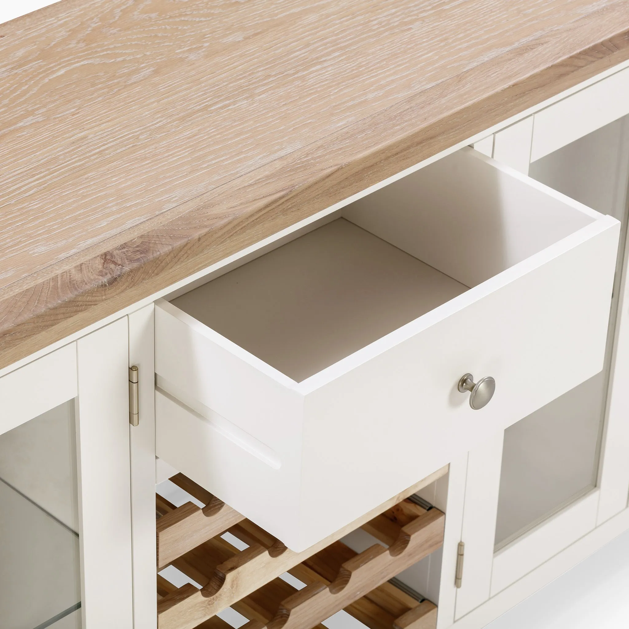 Burford Grand Sideboard with Wine Rack in Warm White