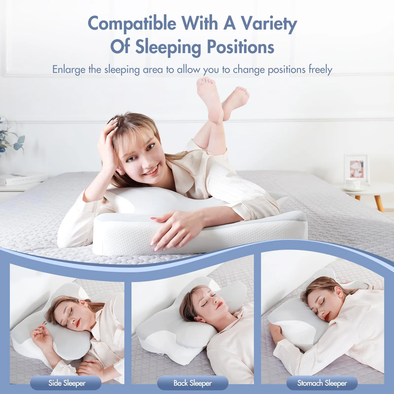 Butterfly Ergonomic Design Cervical Bed Pillow
