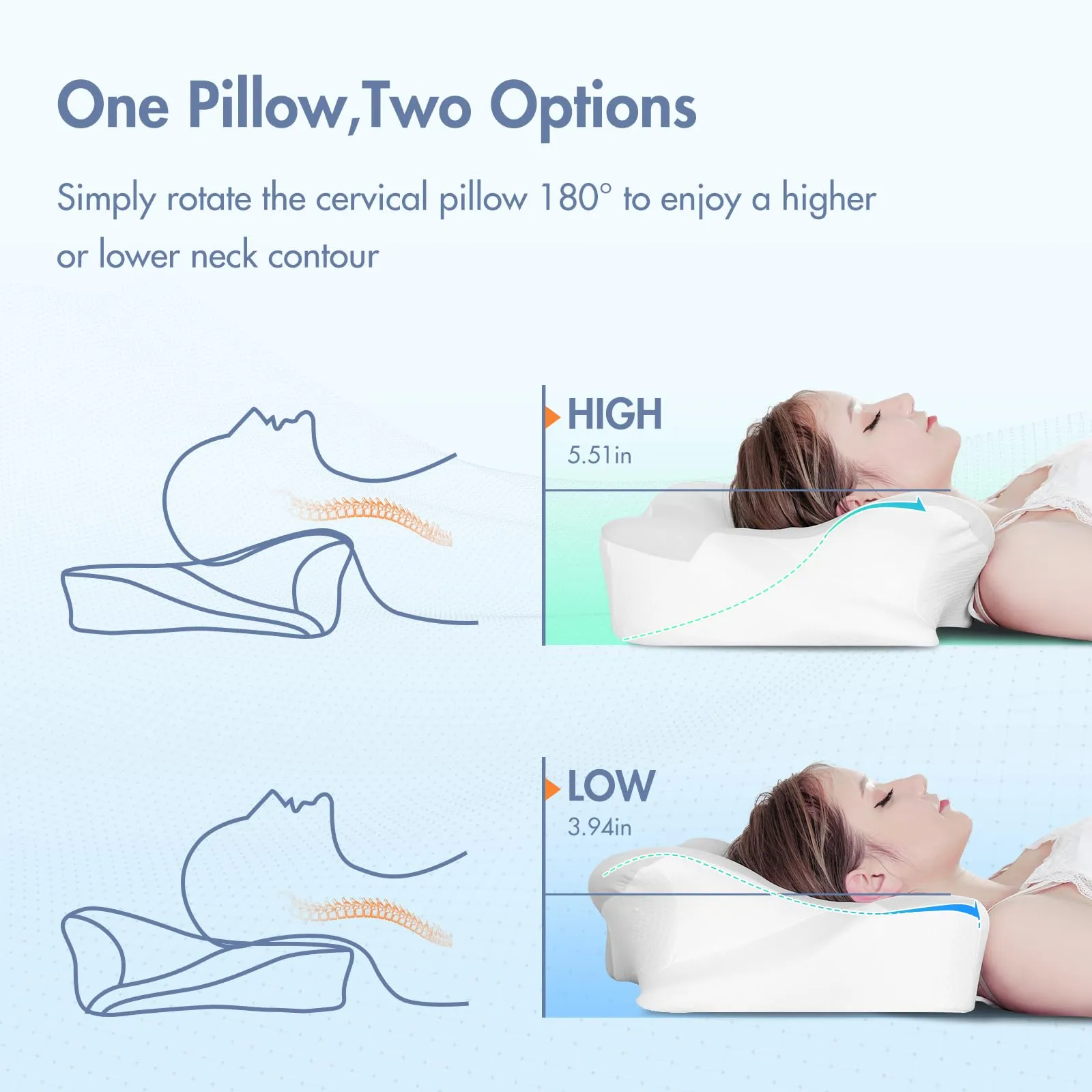 Butterfly Ergonomic Design Cervical Bed Pillow
