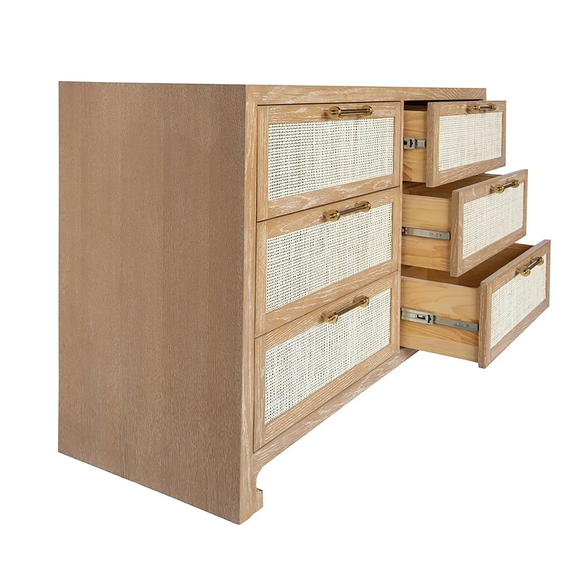Carla Cerused Oak and Cane Dresser by Worlds Away