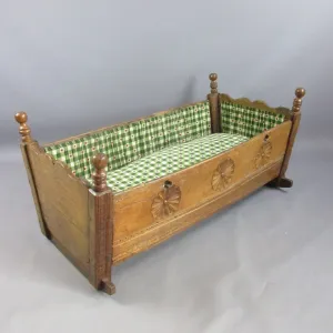 Carved Hand Made Wooden Crib Dog Basket Antique c1750