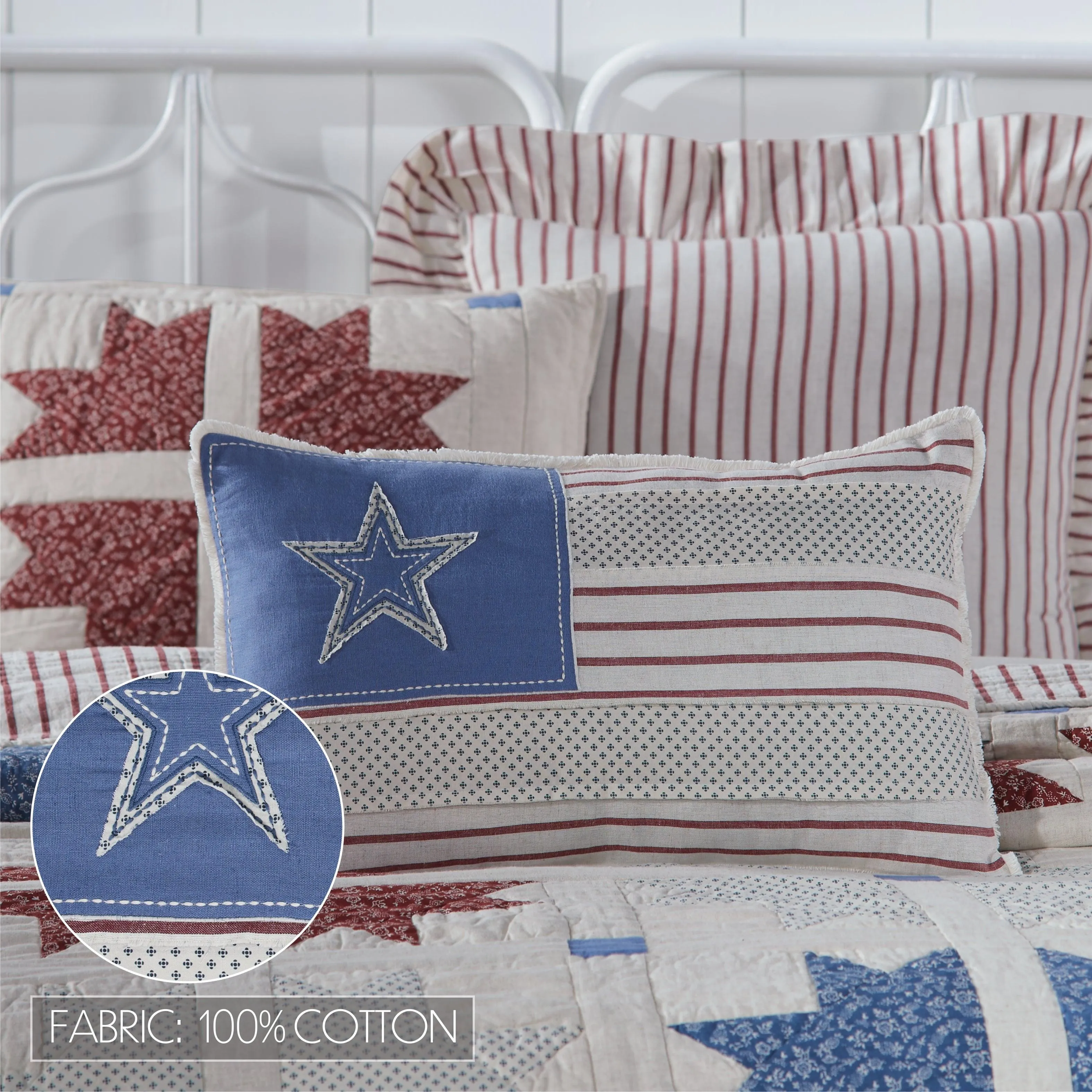 Celebration Patchwork Flag Pillow 14x22 VHC Brands