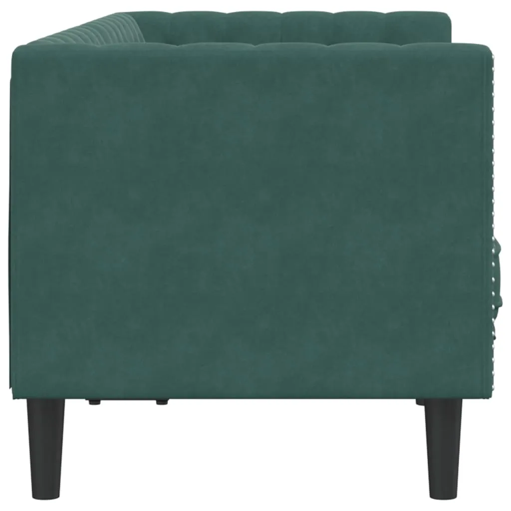 Chesterfield Sofa with Bolsters 2-Seater Dark Green Velvet