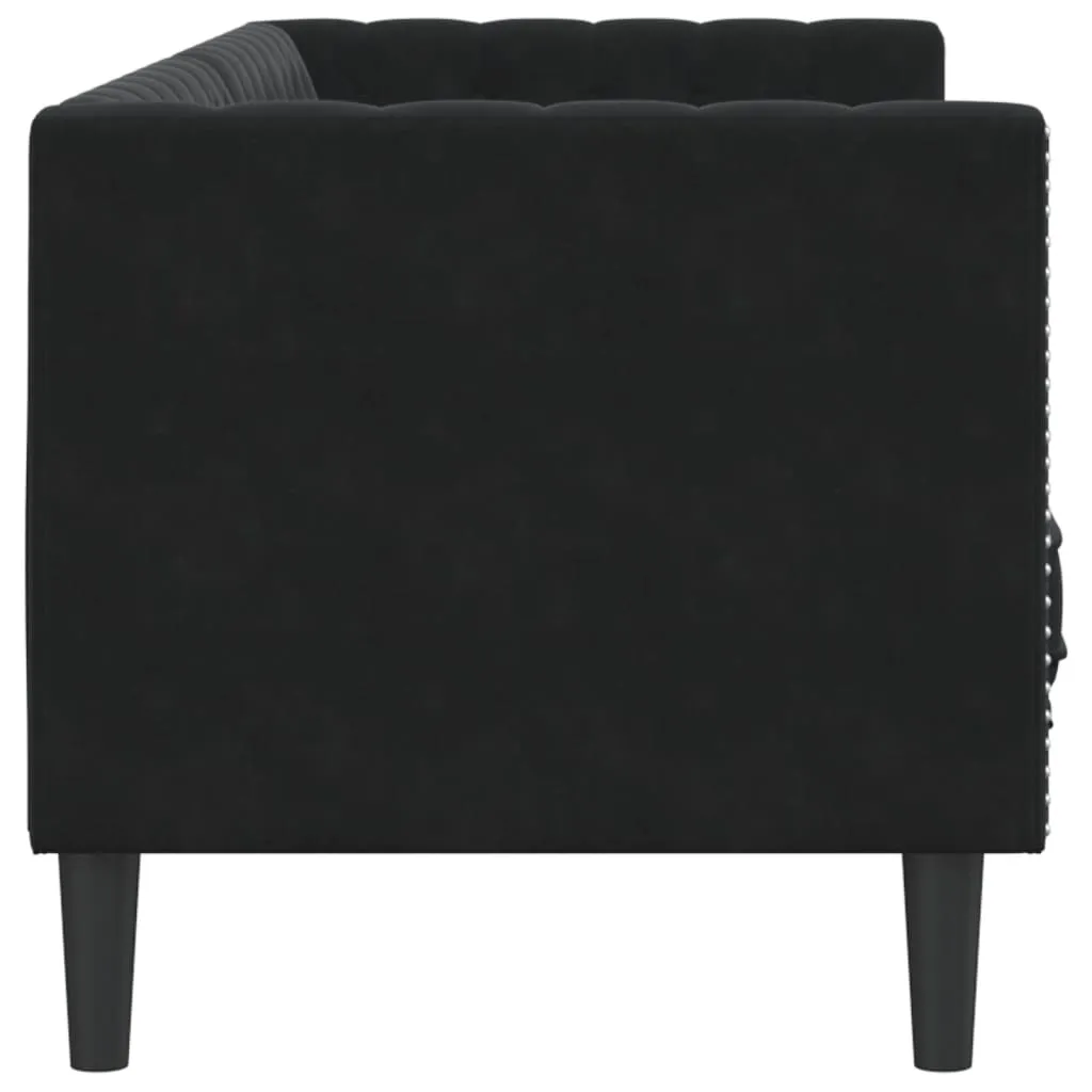 Chesterfield Sofa with Bolsters 3-Seater Black Velvet