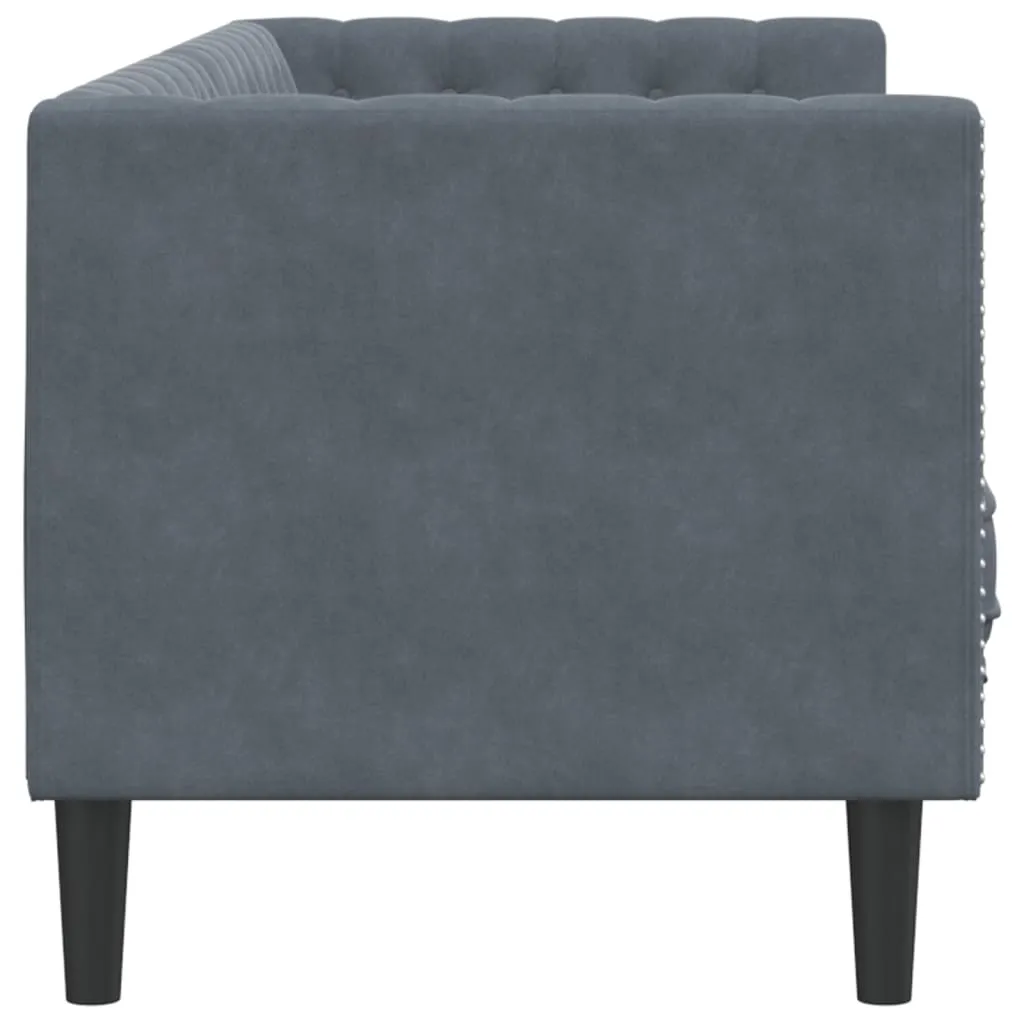 Chesterfield Sofa with Bolsters 3-Seater Dark Gray Velvet