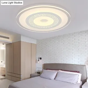 Chinese Style Ultrathin White Disc LED Flush Lamp - 16"/19.5"/23.5" W, Acrylic Ceiling Flush Mount, Warm/White Light