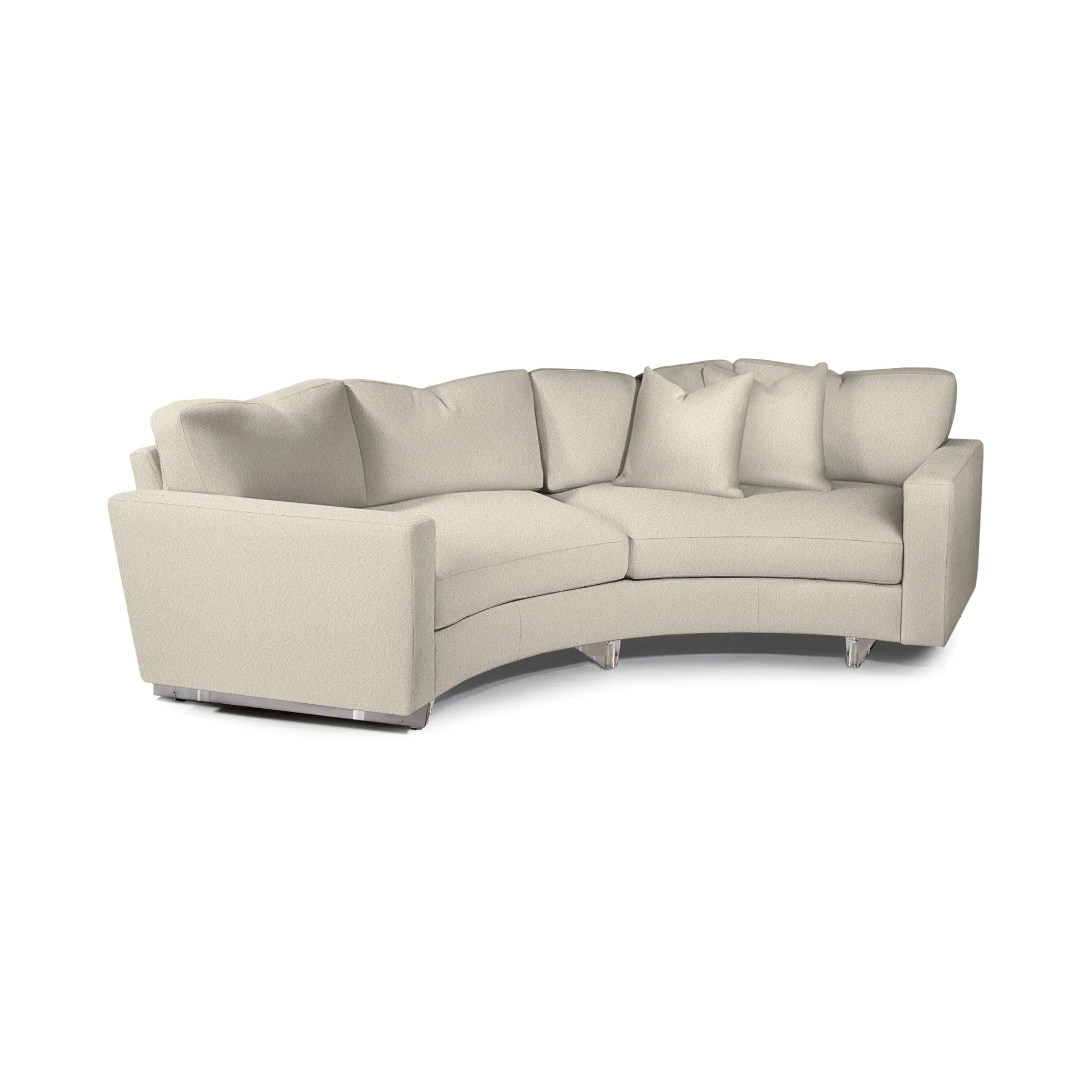 Clip 2 Two Arm Curved Sofa with Clear Acrylic Base
