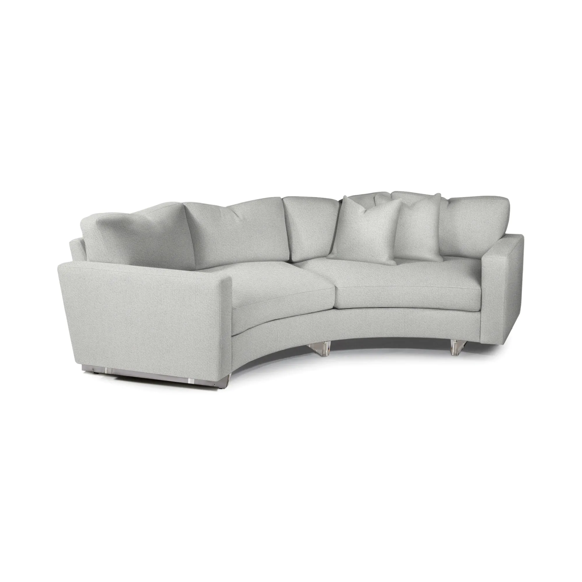 Clip 2 Two Arm Curved Sofa with Clear Acrylic Base