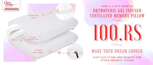 COCOFOAM Orthopedic Gel Infused Ventilated Memory Pillow (Pack of 1 Pillow, White)