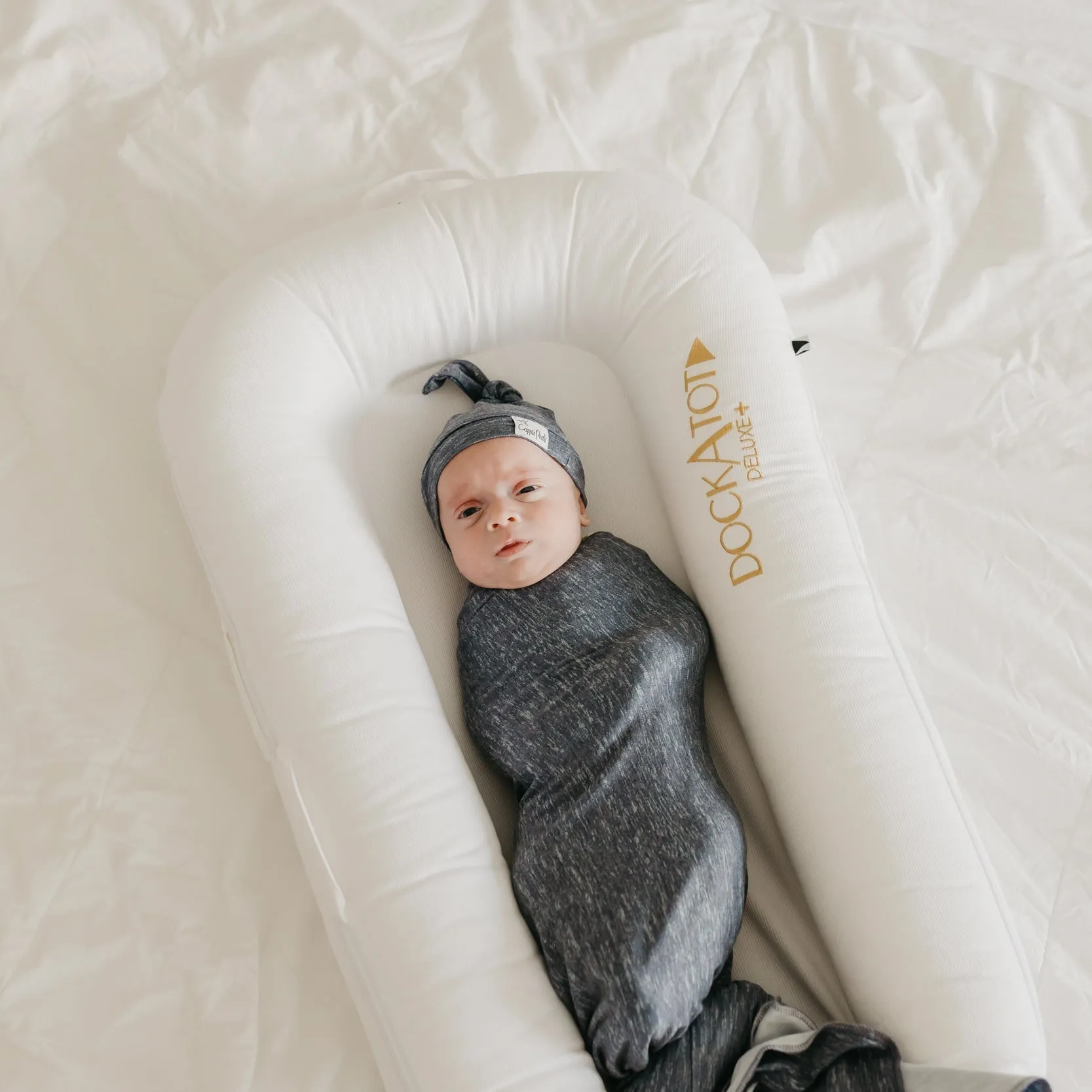 Copper Pearl Knit Swaddle Blanket | Slate