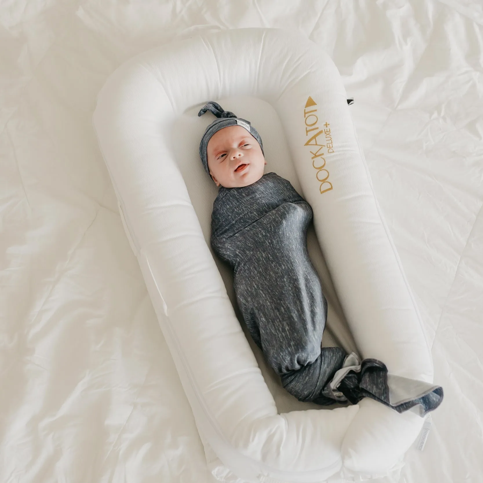 Copper Pearl Knit Swaddle Blanket | Slate