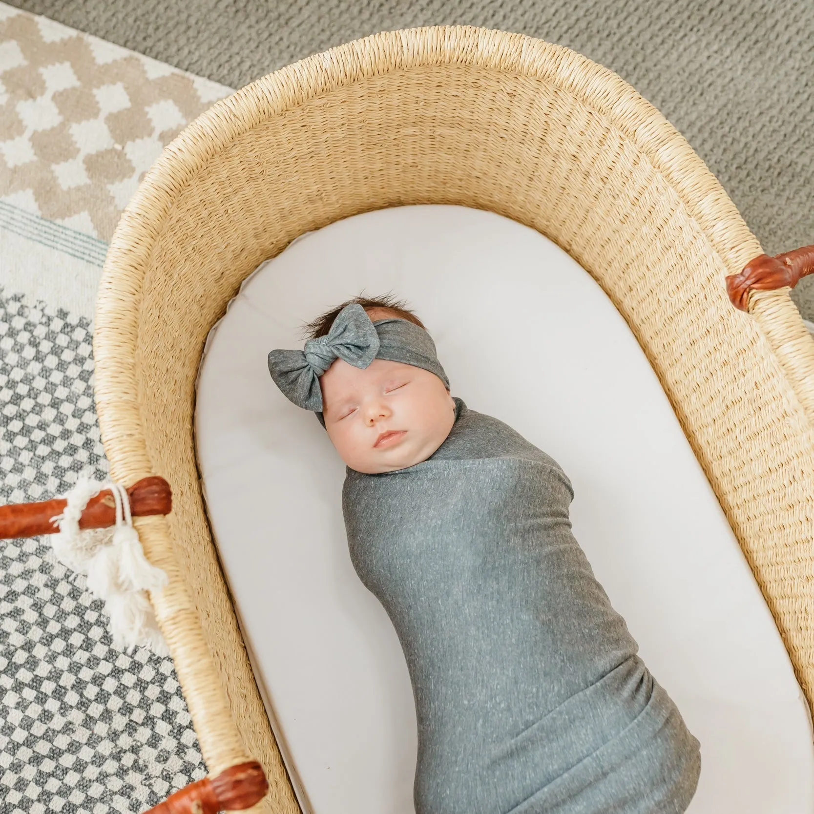 Copper Pearl Knit Swaddle Blanket | Slate