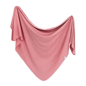 Copper Pearl Rib Knit Swaddle Blanket | Rosewood