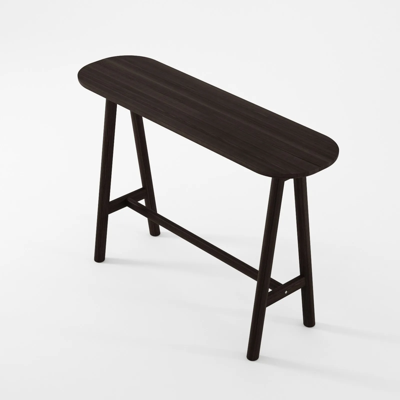 Curbus Oval Console - White Ash Dark Stained