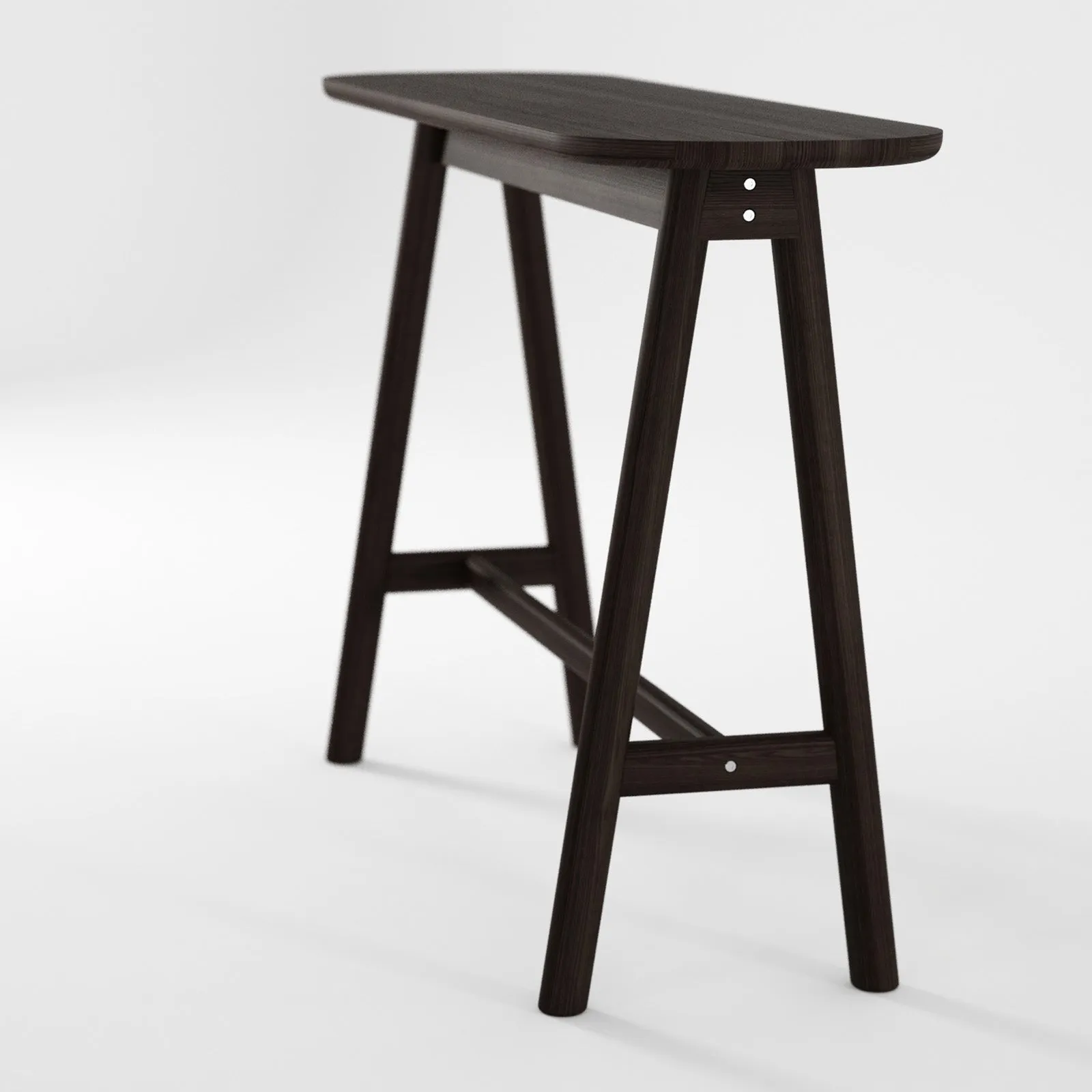 Curbus Oval Console - White Ash Dark Stained