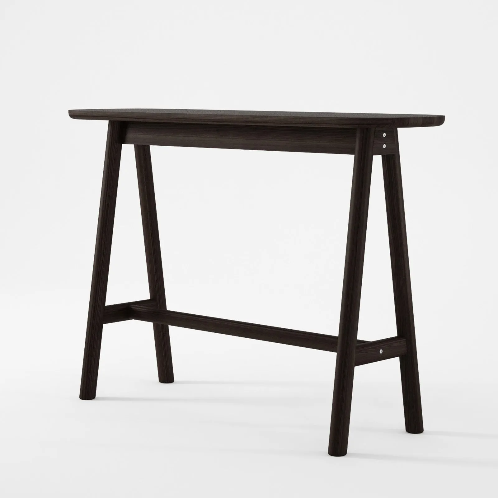 Curbus Oval Console - White Ash Dark Stained