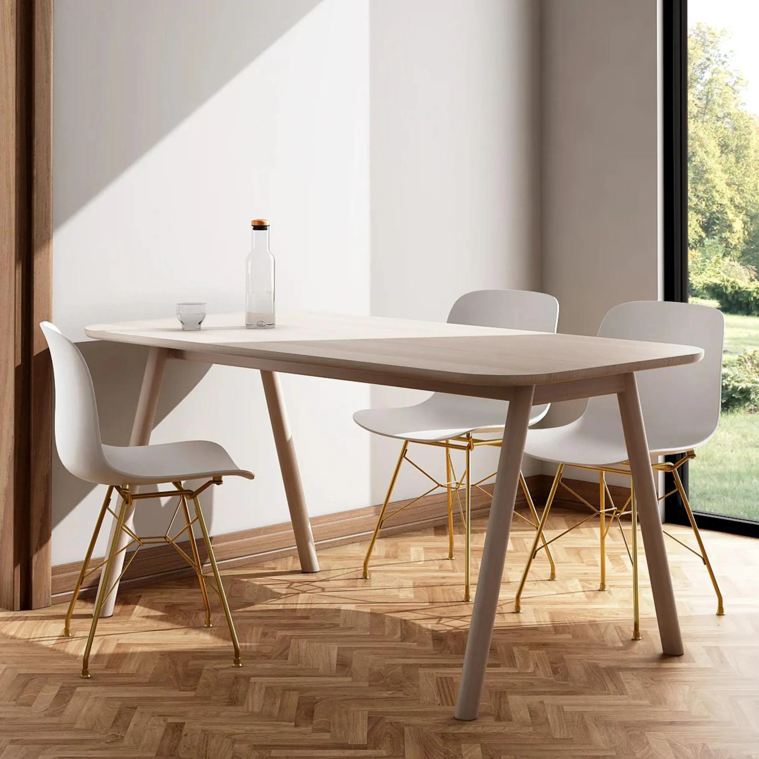 Curbus Round Corner Dining Table 160cm - White Ash