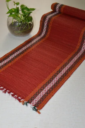 Dharini Madurkathi Tassels Table Runner (Maroon)