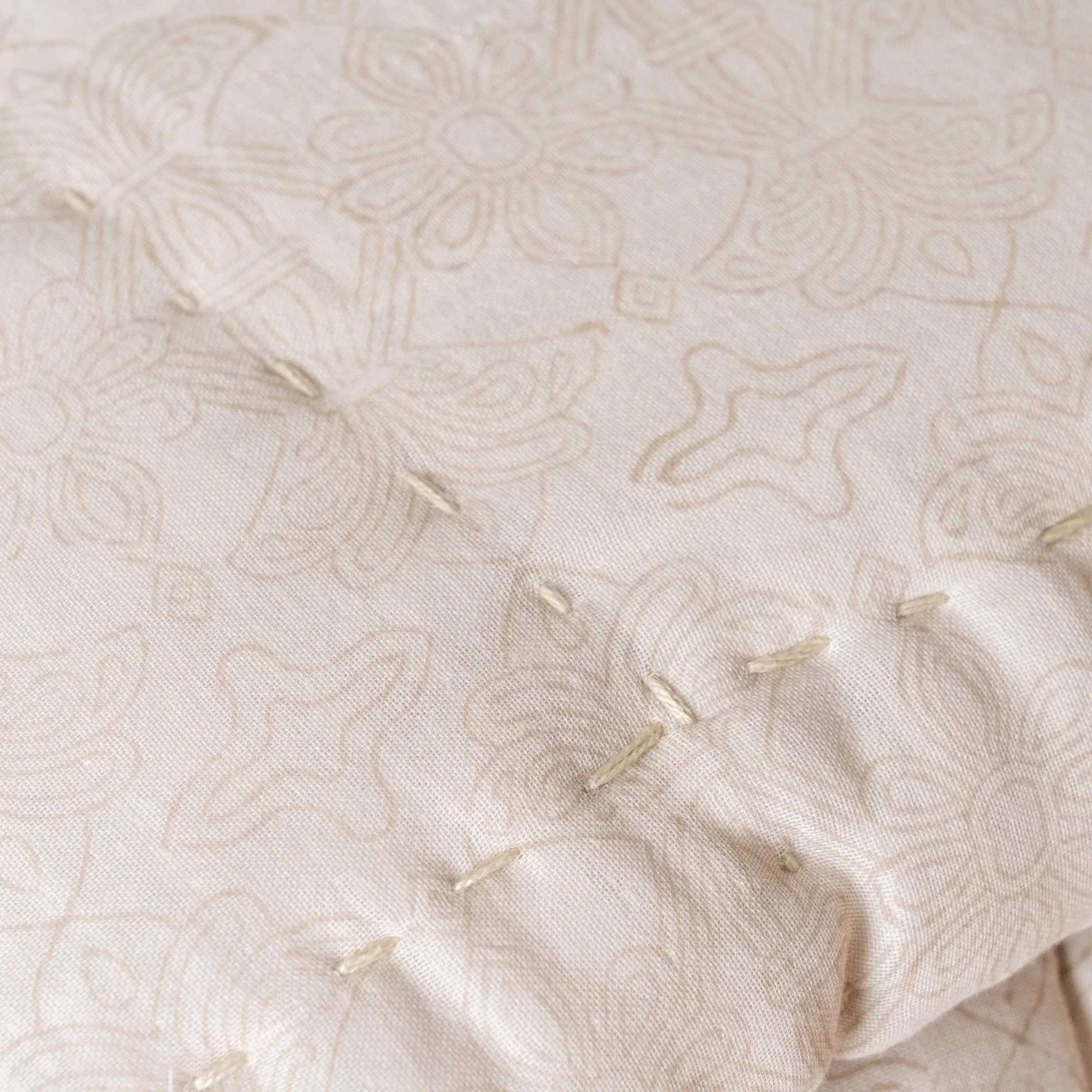Double Gauze Cappuccino Block Print Quilt