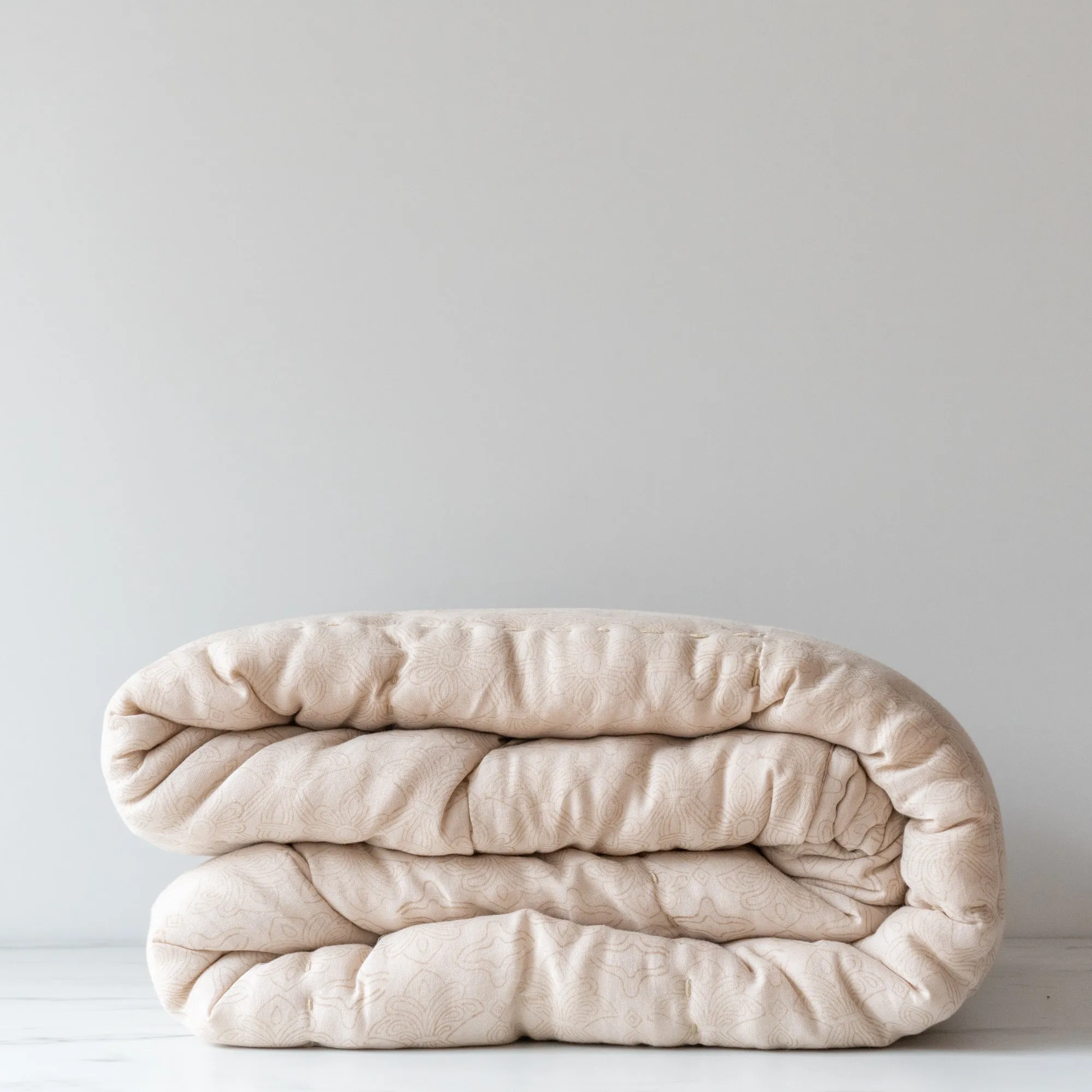 Double Gauze Cappuccino Block Print Quilt