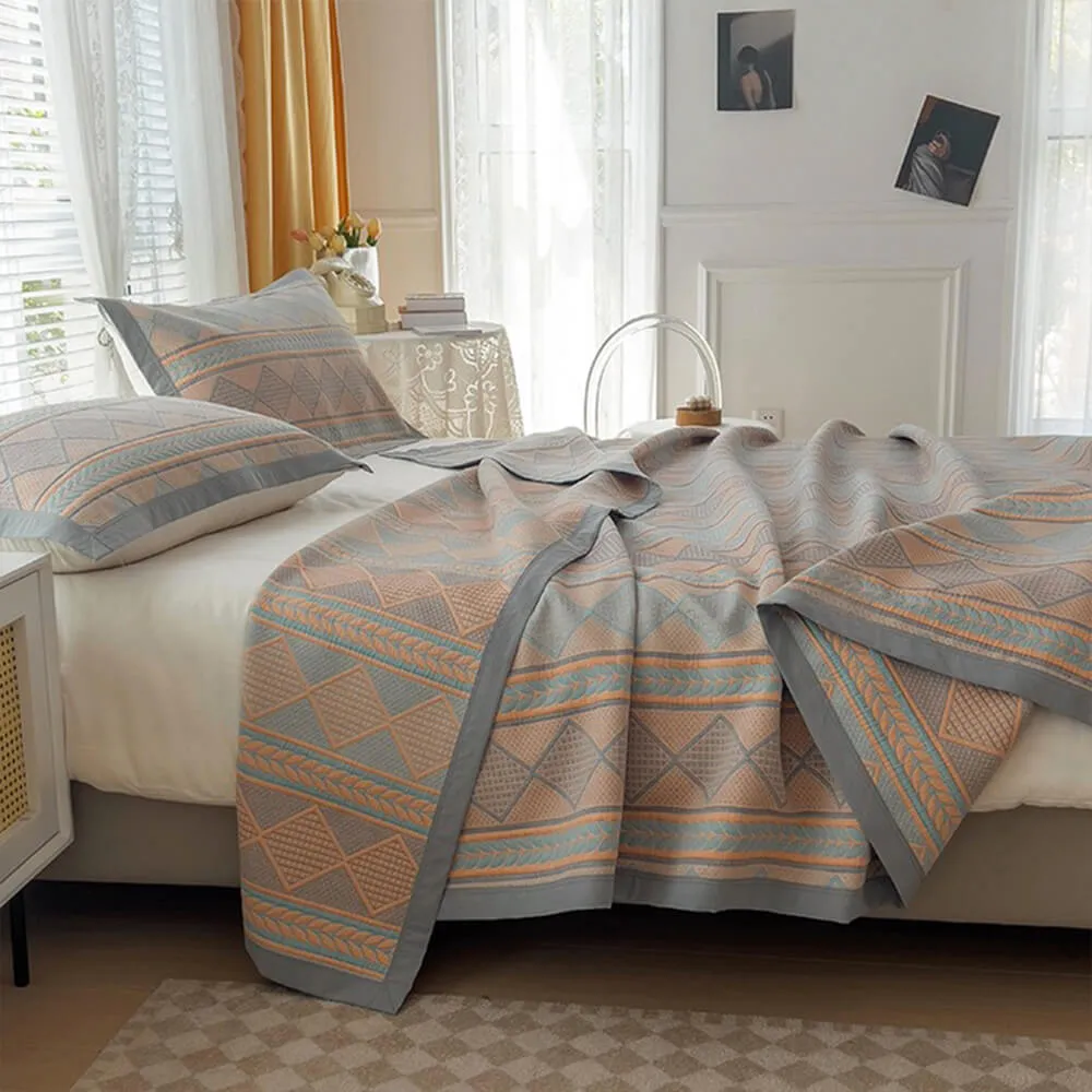 Eco-Friendly Cotton Stylish Geometric Bedspread Set