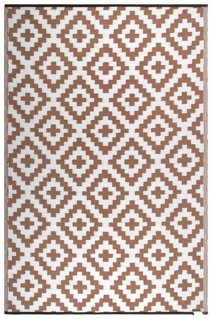 Eco Friendly Outdoor Rug - AZTEC Beige & White
