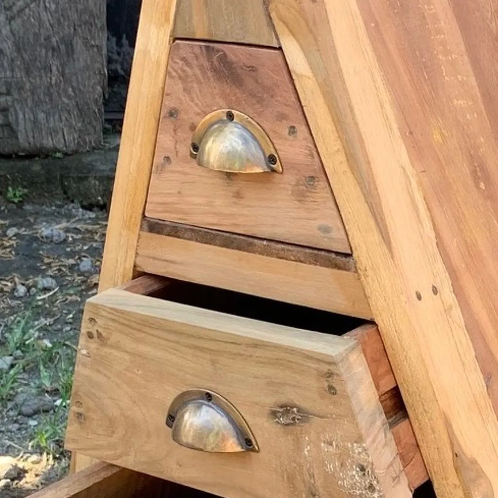 Eco-Friendly Storage Drawers - Recycled Teak Wood Small Chest of Drawers