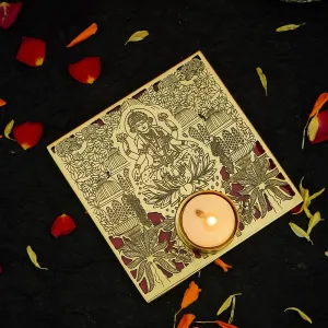 Ekhasa 100% Pure Brass Lakshmi Tealight Candle Holder for Home Decor | Perfect Candle Stand for Diwali Decoration and Pooja Room | Indoor & Outdoor, Festival Decorative Candles Gift Items