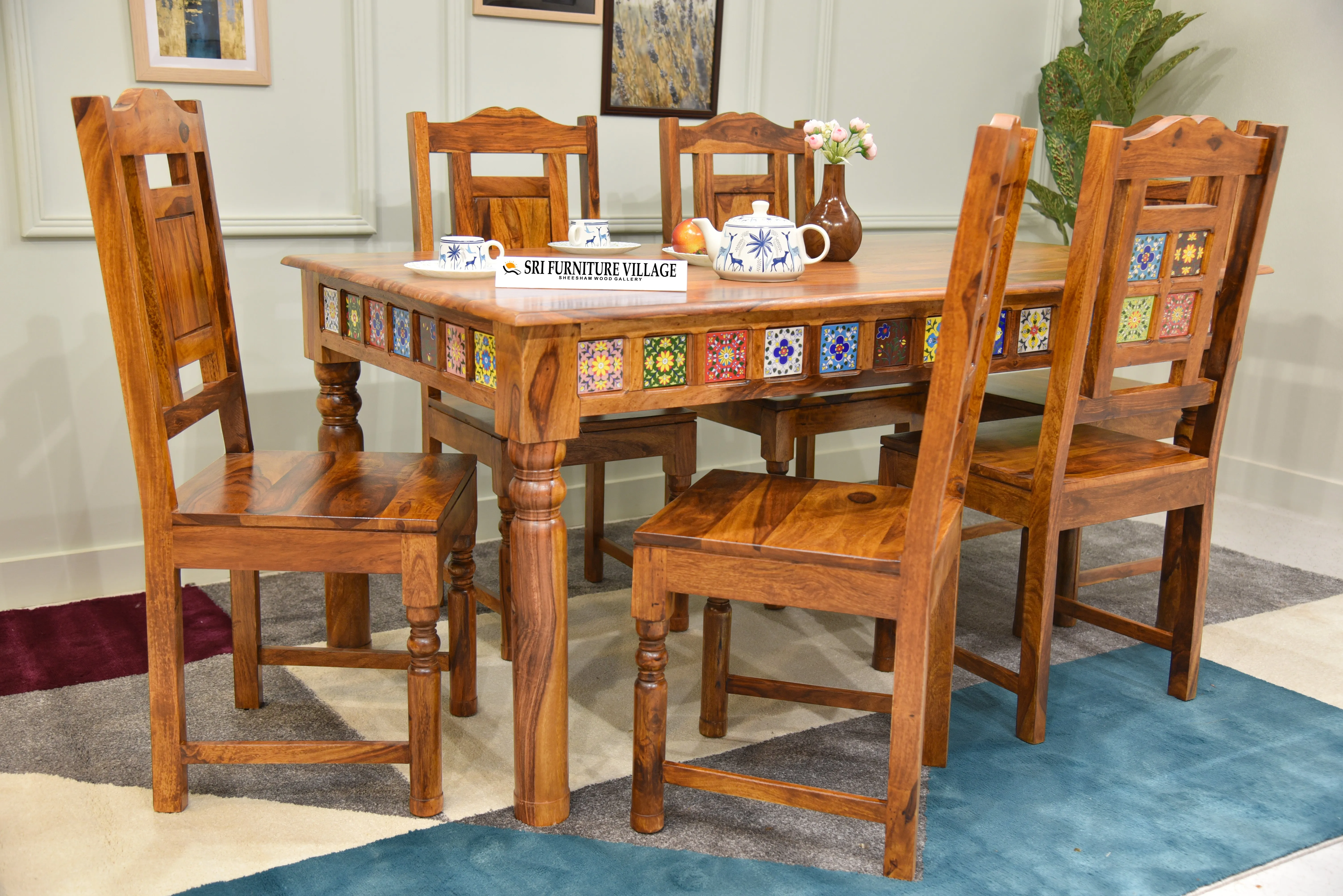 Elem Elegance 4 Seater Dining Table Set (Natural Finish) - 1181