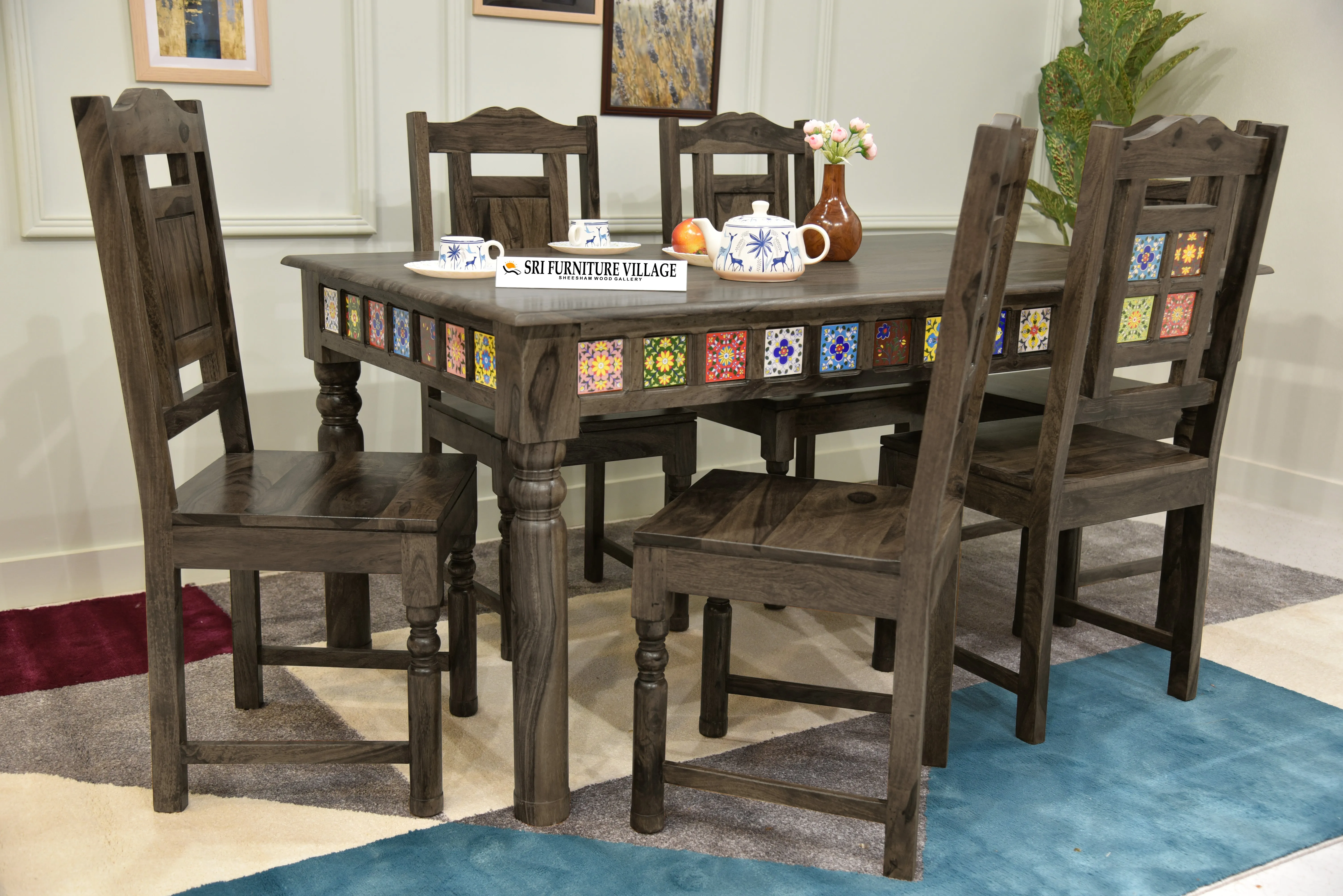 Elem Elegance 4 Seater Dining Table Set (Natural Finish) - 1181