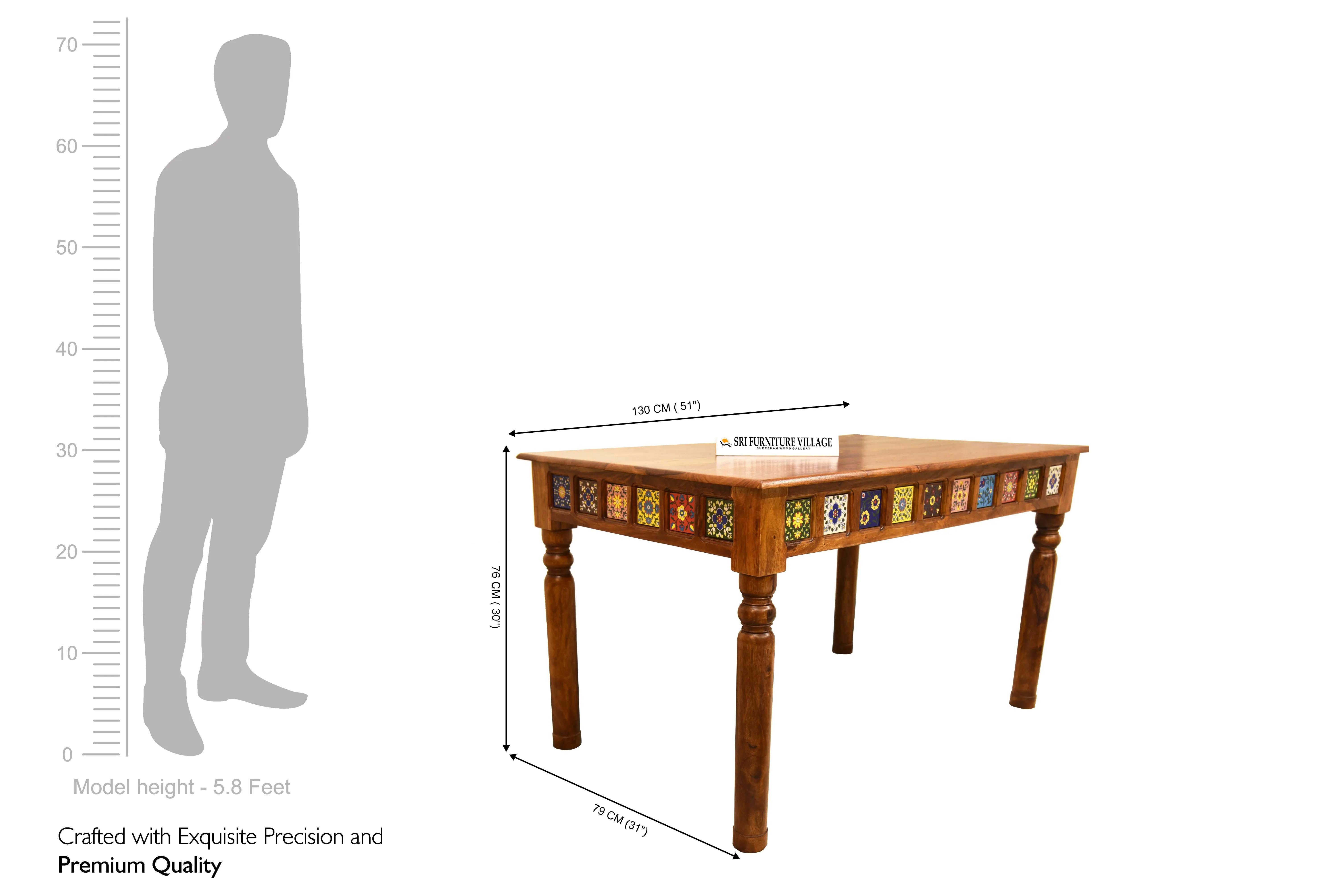 Elem Elegance 4 Seater Dining Table Set (Natural Finish) - 1181