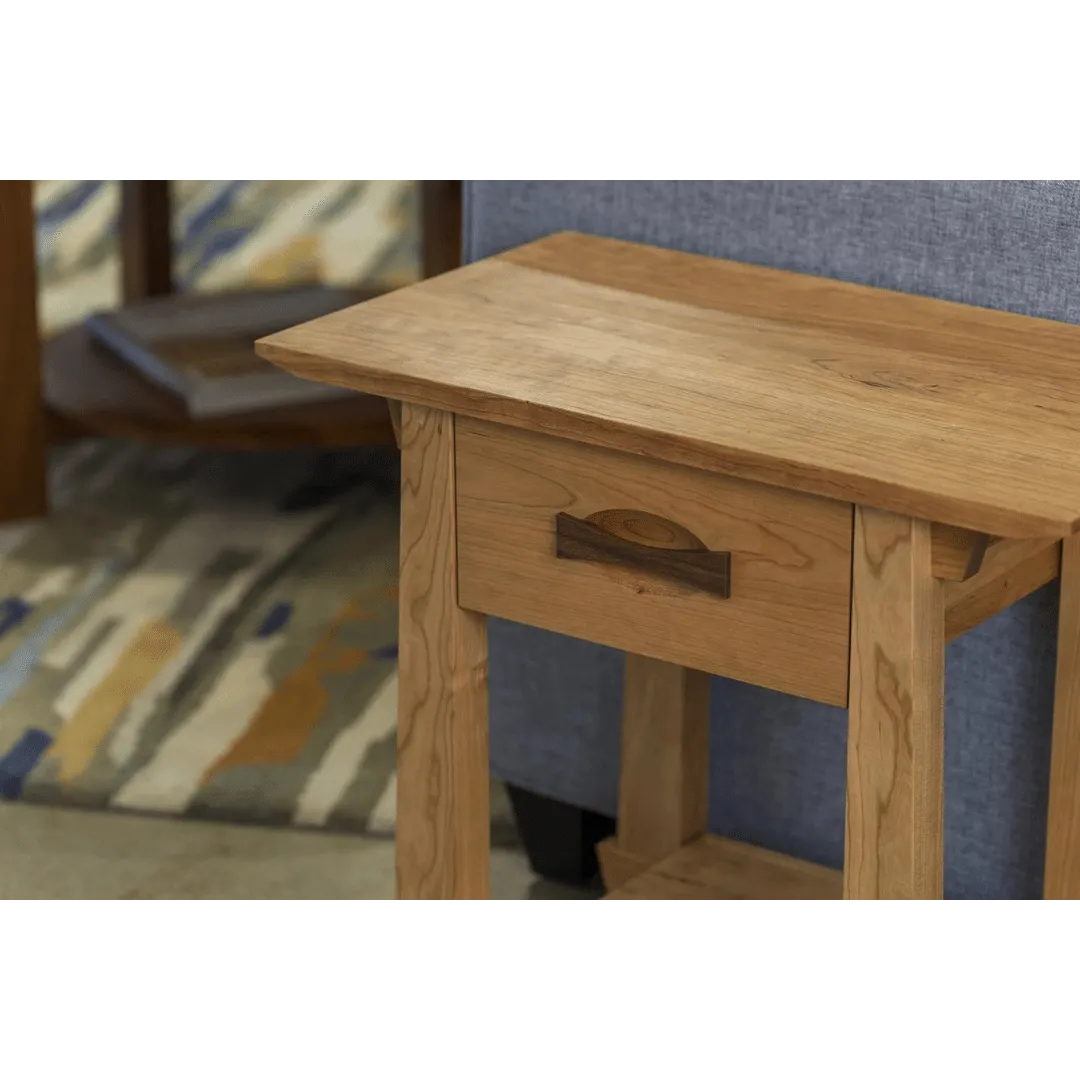 Enso Side Table With Drawer Solid Wood Handmade Organic