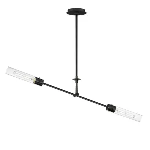 Equilibrium 42 in. 2 Lights LED Pendant Light Black Finish