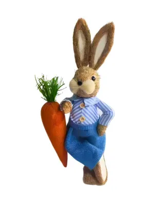 Fatio Easter Bunny Simulation Straw Rabbits Ornament Crafts Decoration for Yard Sign Garden, Living Room, Bedroom 39cm