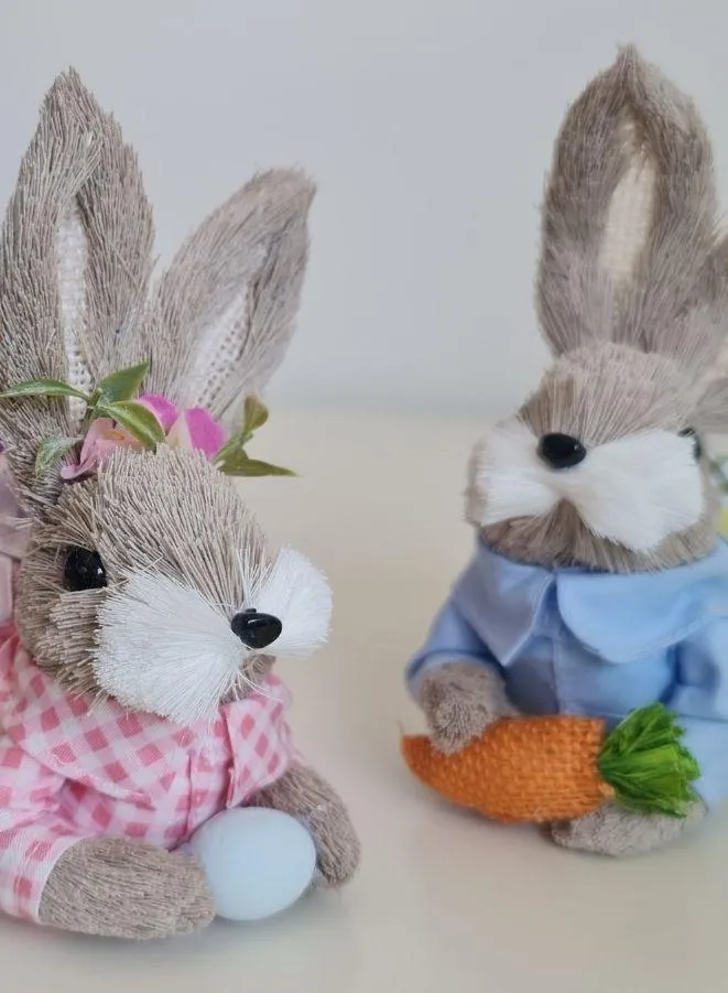Fatio Easter Bunny Straw Rabbits Ornament Crafts Decoration for Yard Sign Garden, Living Room, Bedroom