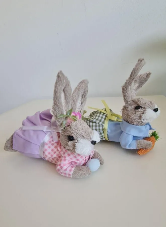 Fatio Easter Bunny Straw Rabbits Ornament Crafts Decoration for Yard Sign Garden, Living Room, Bedroom