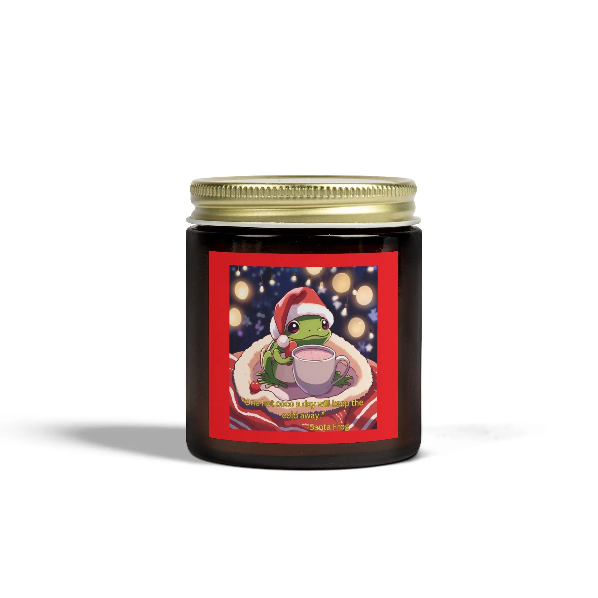 Festive Frog Scented Candle - Coconut Apricot Wax - 4oz & 9oz