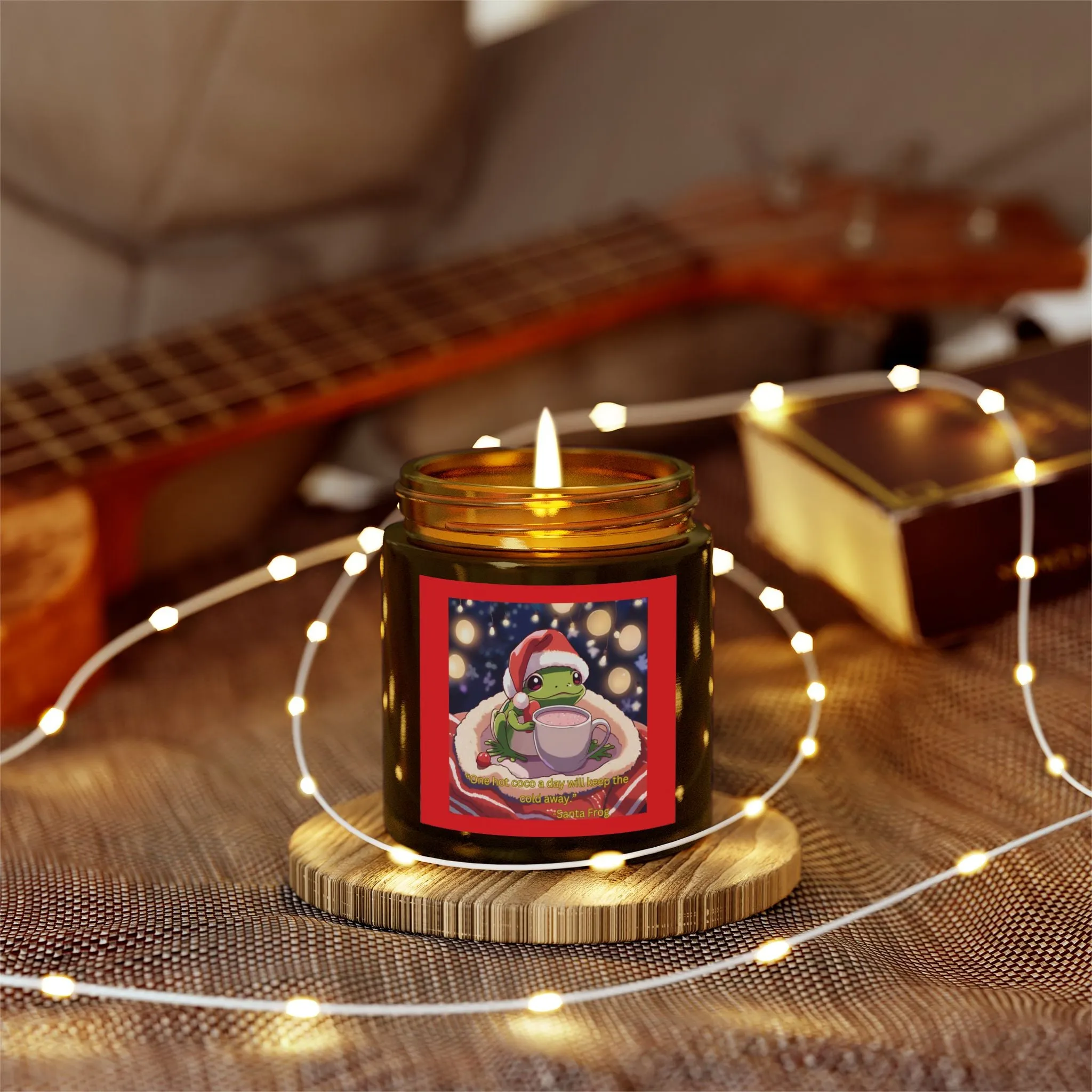 Festive Frog Scented Candle - Coconut Apricot Wax - 4oz & 9oz