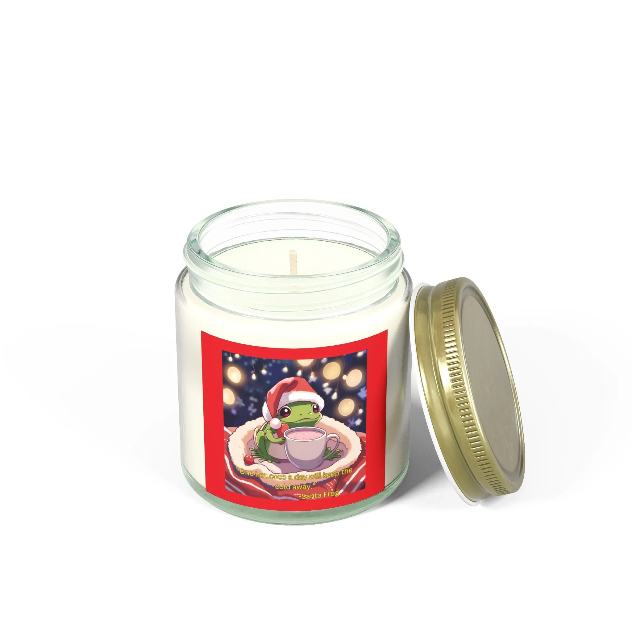 Festive Frog Scented Candle - Coconut Apricot Wax - 4oz & 9oz