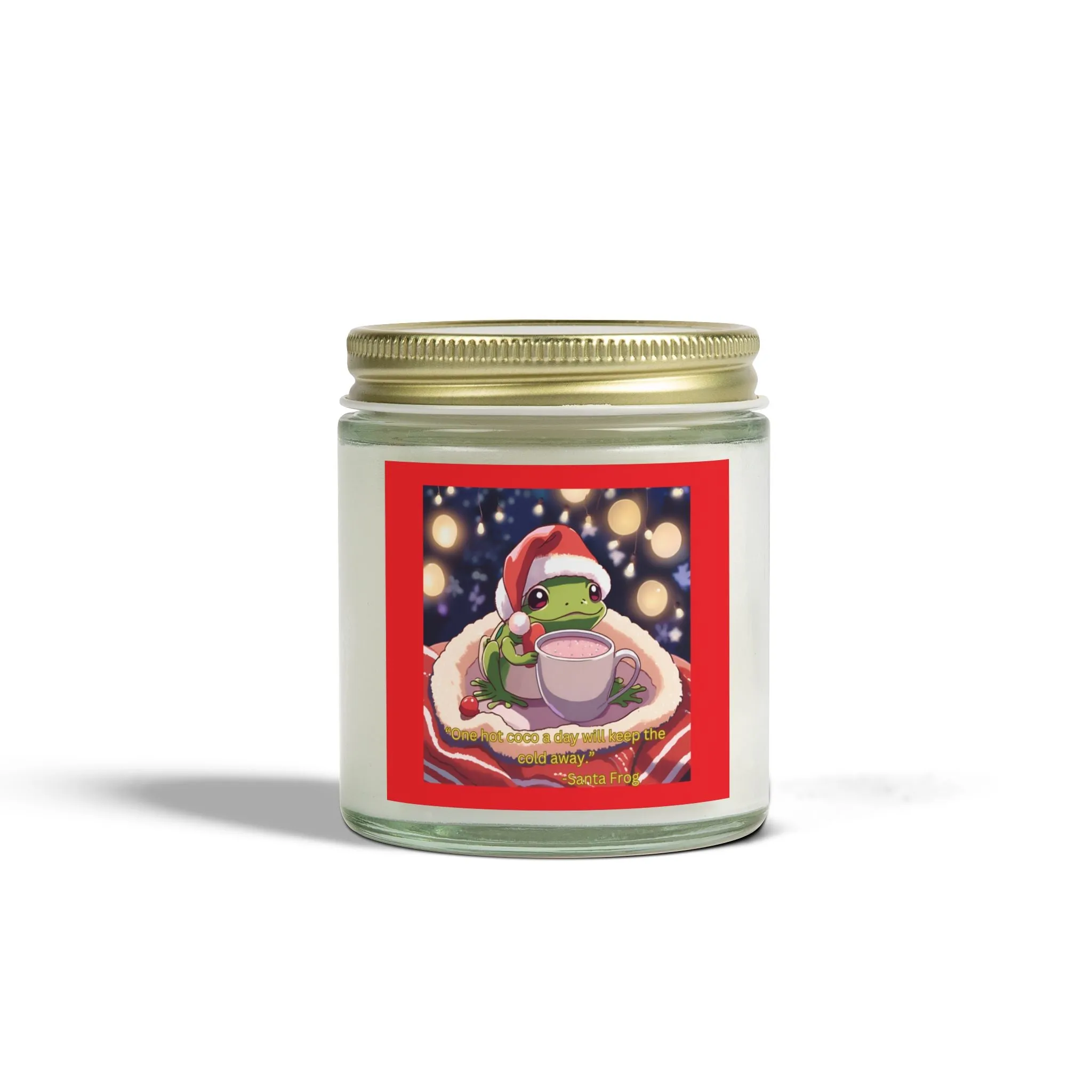 Festive Frog Scented Candle - Coconut Apricot Wax - 4oz & 9oz