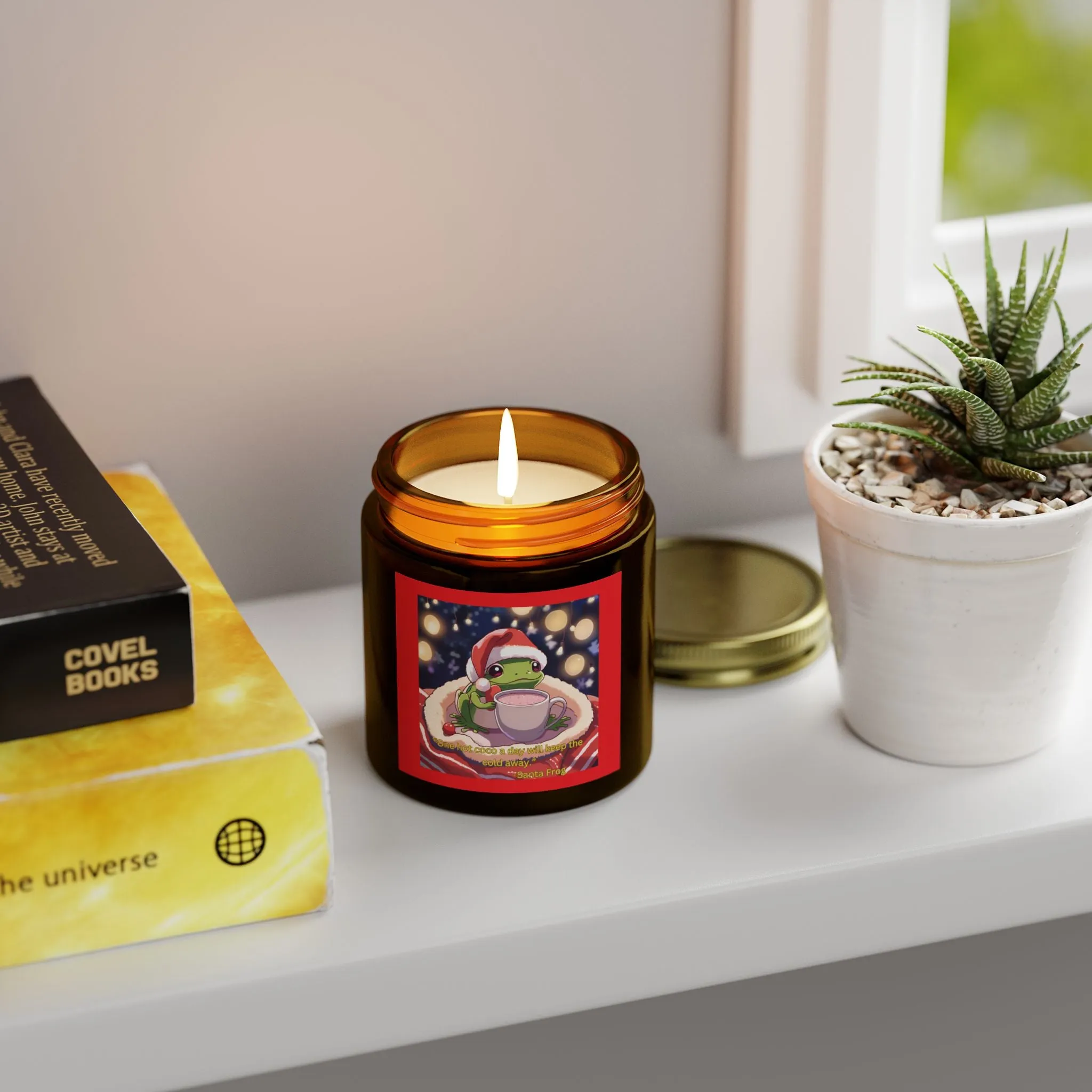 Festive Frog Scented Candle - Coconut Apricot Wax - 4oz & 9oz