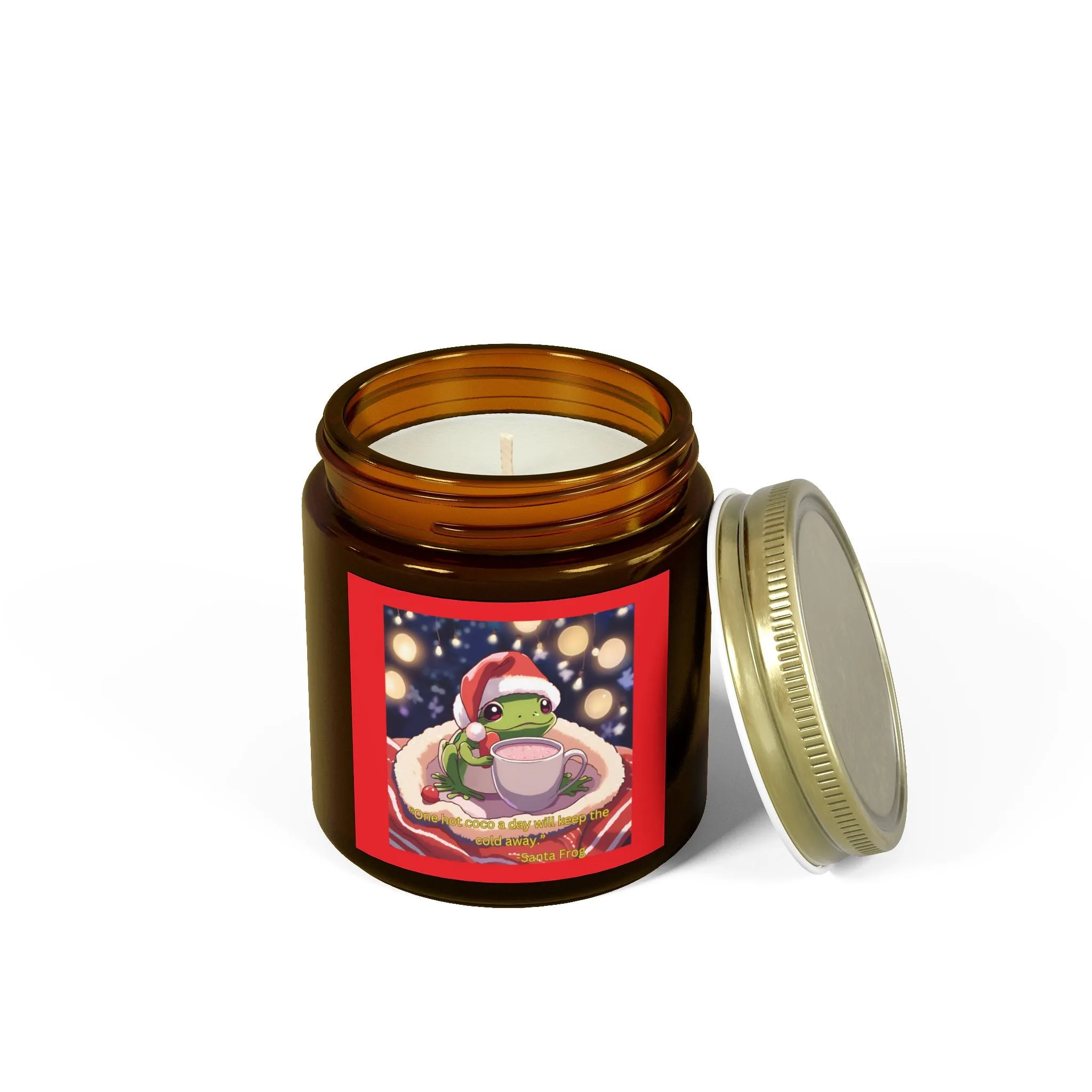 Festive Frog Scented Candle - Coconut Apricot Wax - 4oz & 9oz