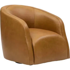 Finn Leather Swivel Chair, Libby Amaretto