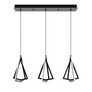 Gianna 3 Lights 36 In. LED Pendant Light Black Finish