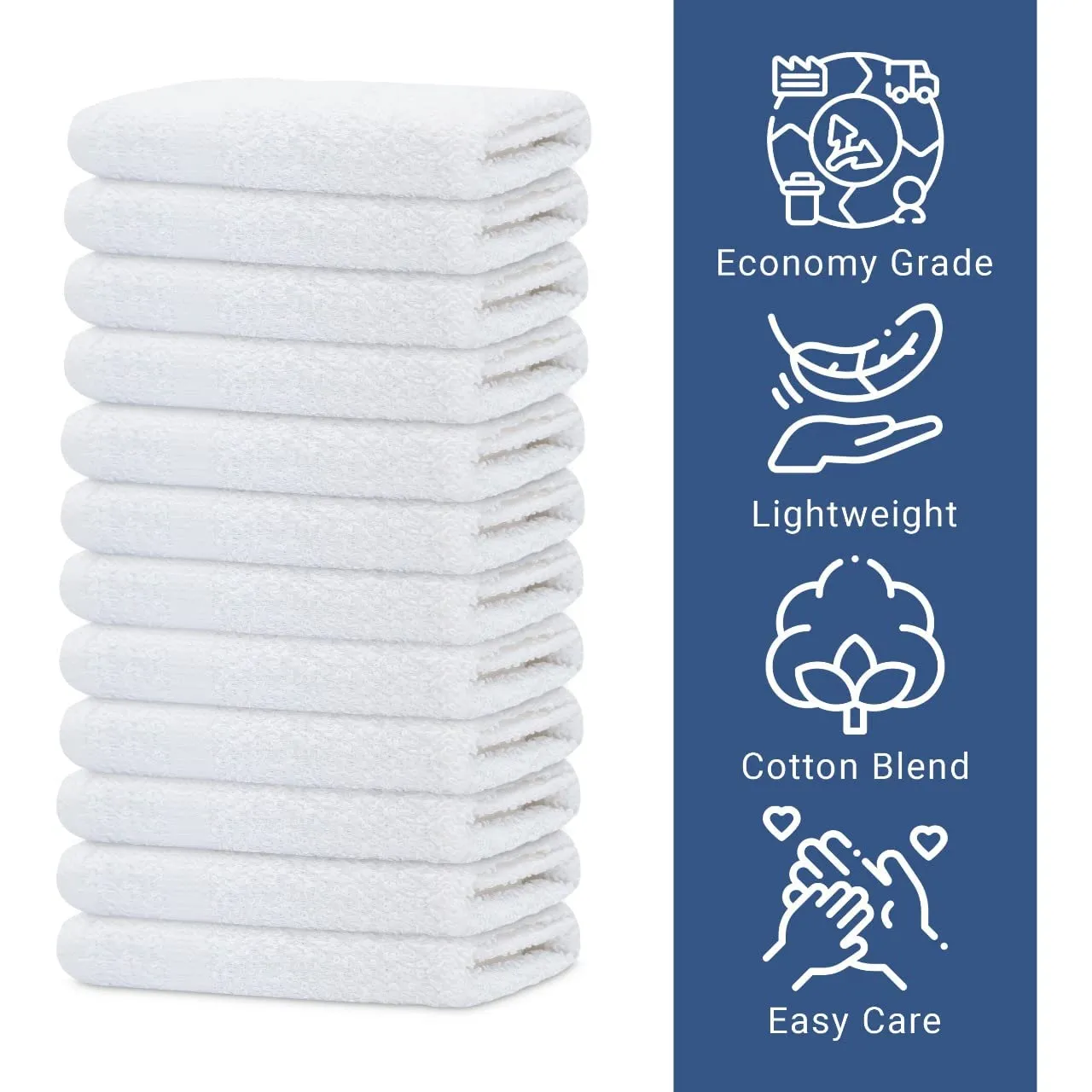 GOLD TEXTILES 120 Pack Economy White Washcloths Set (12x12 inches) - Cotton Blend Commercial Grade Cleaning Rags, Quick Drying & Soft Face Cloths, Fingertip Towels for Bathroom, Spa, Gym, and Kitchen